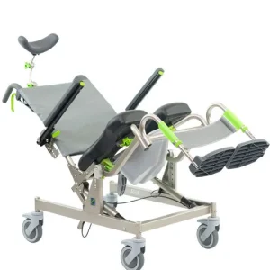 RAZ-AT attendant-tilt shower commode chair shown in a tilted position